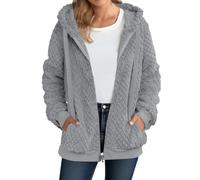 Halloween Womens Zip Up Hoodie Fleece Oversized Y2K Full Zipper Plain Hooded Sweatshirt Ladies Hoody Sweater Top Plus Size Fall Winter Thermal Outerwear Xmas Jumpers for Women Uk (Light Gray, XL)
