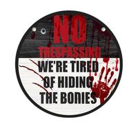 Halloween Wood Sign Not Enter Plaques Not Trespassing Bloody Pattern Easy Hanging Decoration Ornament For Wall Front Door Halloween Wall Hanging