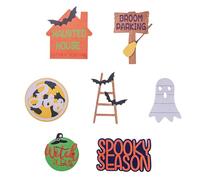 Halloween Wooden Décor Pumpkin Bat Party Mini Scene Home Desktop Tray Ornament Fall Decorations Holiday Tabletop Display (Brown, 20x20x10cm)