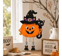 Halloween Wooden Decorative Sign&Plaque Black Cat Pumpkin Wall Art Door Decor Accessories Gift for Family Friends Colleague For Home Office Cafe