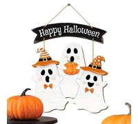 Halloween Wooden Door Sign | Cute Ghost Sign Front Door Hanger | Halloween Wood Hangable Decor for Wall Indoor Outdoor Living Room Porch Home