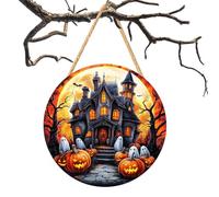 Halloween Wooden Door Sign - Motof Ghost House 2d Wall Shield, Captain Pirate | White Spirit Wall Decor for Hallway Balcony Living Room Halloween Festival Deco