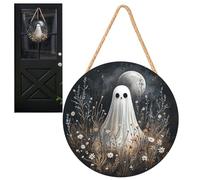 Halloween Wooden Door Sign - Motof Ghost House 2d Wall Shield, Captain Pirate | White Spirit Wall Decor for Hallway Balcony Living Room Halloween Festival Deco