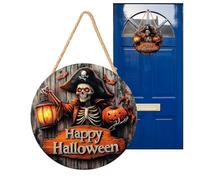Halloween Wooden Door Sign - Motof Ghost House 2d Wall Shield, Captain Pirate | White Spirit Wall Decor for Hallway Balcony Living Room Halloween Festival Deco