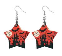 Halloween Wooden Earrings for Women, Vintage Elegant Wood Jewelry, Lightweight Earrings for Wedding, Party, Everyday Jewelry Gift, Apricot shaped, Wood, wood
