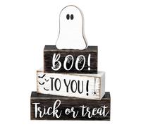 Halloween Wooden, Ghost Table Sign, Rustic Cute Decoration, 5.91x1.38x8.66 Inches for Indoor Display, Farmhouse Style Seasonal Ornament for Mantle, Fireplace, and Holiday Party Décor