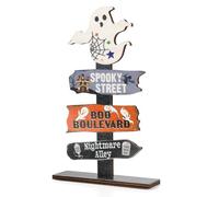 Halloween Wooden Ornament, Pumpkin Wooden Table Centerpiece Sign Halloween Table Decorations for Party, Window, Mantel & Tabletop, 15 x 10CM F4-MZBJ (Ghost)