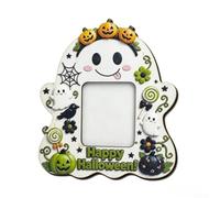 Halloween Wooden Picture Frame Double-Layer Wood White Finish Spooky | Multiple size options from 18.1x14.6cm to 22x17.7cm Classic detailing for autumn decor Works for photos tabletop