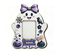 Halloween Wooden Picture Frame Double-Layer Wood White Finish Spooky | Multiple size options from 18.1x14.6cm to 22x17.7cm Classic detailing for autumn decor Works for photos tabletop