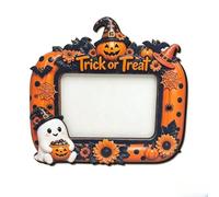Halloween Wooden Picture Frame Double-Layer Wood White Finish Spooky | Multiple size options from 18.1x14.6cm to 22x17.7cm Classic detailing for autumn decor Works for photos tabletop