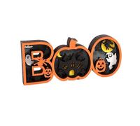 Halloween Wooden Pumpkin Desktop Ornament Holiday for Home Party Room Tabletop Decoration Festive Seasonal Display (A, 22x9cm)