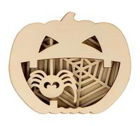 Halloween Wooden Pumpkin Spider Decoration 11.8 x 13.8 x 2.2 cm