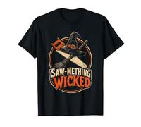 Halloween Woodworking Saw-mething Wicked Witch Broom T-Shirt