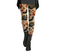 Halloween Workout Leggings Women - High Waist Squat-Proof Fabric | Witch & Bat Print Designs | Moisture Wicking for Gym, Running & Pumpkin Patch Walks Black