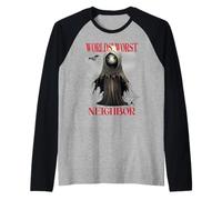 Halloween World's Worst Neighbor Satire Creepy Ghoul Costume Raglan Baseball Tee