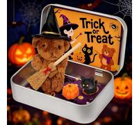 Halloween Worry Bear Hug in a Box, A Little Bear Pocket Hug Emotional Support Gifts, Mini Plush Bears in Box for Trick Or Treat, Cute Stuff Positive Gifts Halloween Decorations Home