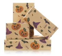 Halloween Wrapping Paper for Kids, Scary Funny Orange Jack-O-Lantern Carved Pumpkin Skull Candy Gift Wrap 4 Sheets Folded Flat 74x50cm Per Sheet For Day Of The Dead Halloween Party