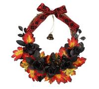 Halloween Wreath, Artificial Holiday Garland, Maple Leaves Berry Arrangement, 15.75 Inches Vibrant Seasonal Colors, and Reusable, Ideal for Mantle, Window, Door, Porch, Party Table Decoration