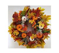 Halloween Wreath, Fall Pumpkin Wreath Fall Door Wreath Harvest Wreath Maple Leaf Wreath for Front Door Wall & Thanksgiving Halloween Decorations Indoor Outdoor Decor-55CM
