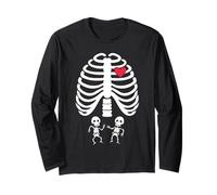 Halloween XRay Pregnancy Tops Expecting Twins Babies Long Sleeve T-Shirt