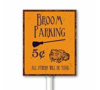 Halloween Yard Sign Broom Paking 5 Cent Outdoor Plaque for Lawn Garden With Stake Toad Signs Funny Halloween Night Party Decor Aluminum Sign Rustic Fall Decoration 18x22 CM