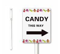 Halloween Yard Sign Candy This Way With Right Arrow Yard Sign With Stakes 20x30CM Aluminum Halloween Party Decoration Garden Lawn Front Door Decor Sturdy Rust Free Easy to Intall