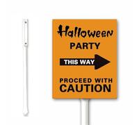 Halloween Yard Sign Halloween Party This Way With Right Arrow Yard Sign With Stakes 12x15CM Aluminum Halloween Party Decoration Garden Lawn Front Door Decor Sturdy Rust Free Easy to Intall