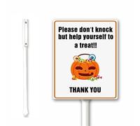 Halloween Yard Sign No Callers Halloween Sign Please Dont Knock But Help Yourself to A Treat Yard Sign With Stakes 12x15CM Sturdy Aluminum Sign for Garden Lawn Farm
