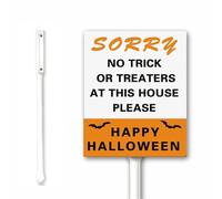 Halloween Yard Sign Sorry No Trick or Treaters At This House Happy Halloween Yard Sign With Stakes 12x15CM Aluminum Halloween Party Decoration Outside Decor Sturdy Rust Free Easy to Intall