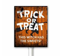 Halloween Yard Sign Trick Or Treat Outdoor Plaque for Lawn Garden With Stake Funny Halloween Night Party Decor This Witch Has The Sweets Aluminum Sign Rustic Fall Decoration 20x30 CM