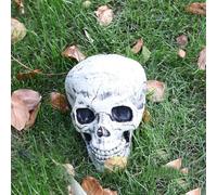 Halloween yard skeleton decoration with skull and hand stakes, designed to enhance spooky scenes in gardens or front yards with weatherproof plastic material (B The skull)