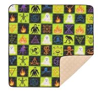 Halloween Yellow and Black Ghost Pumpkin Large Stylish Baby Care Play mat for Floor Lightweight Foldable Baby Crawling Mat for Baby Kids Toddlers Infants, 50'' x 50''alfombras con Musica para