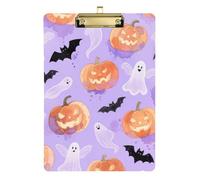 Halloween Yellow Pumpkin Acrylic Cute clipboard Organizer Standard Letter A4 Size Waterproof for Police Office Nurse Football Coaches Gold 12x9in Tablas para escribir