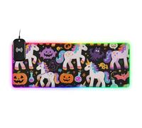 Halloween Yellow Pumpkin Unicorn Wirel Charging Glowing Laptop Mouse pad Convenient Desktop 35.4 x 15.7 in mousepads for Desk