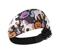 Halloween Yellow Pumpkin unicorns Moisture Wicking sweat headband Stretchy hairbands for women's hair for basketball Cycling hiking washing face vinchas para el cabello de mujer