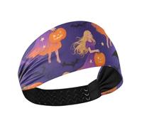 Halloween Yellow Pumpkin Witch Moisture Wicking sweat absorbing headband Stretchy sweatbands for make up Yoga hiking Volleyball diademas para el pelo de mujer