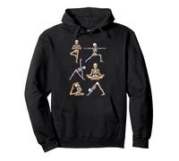 Halloween Yoga Skeletons Lotus Warrior Pose Pumpkin Candles Pullover Hoodie