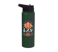 Halloween Yoga Skeletons Lotus Warrior Pose Pumpkin Candles Stainless Steel Insulated Water Bottle