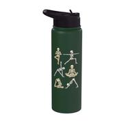 Halloween Yoga Skeletons Lotus Warrior Pose Pumpkin Candles Stainless Steel Insulated Water Bottle