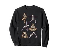 Halloween Yoga Skeletons Lotus Warrior Pose Pumpkin Candles Sweatshirt