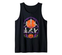Halloween Yoga Skeletons Lotus Warrior Pose Pumpkin Candles Tank Top