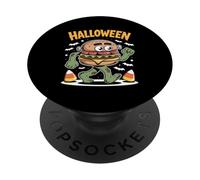 Halloween Zombie Burger Monster With Bats And Candy Corn PopSockets Adhesive PopGrip