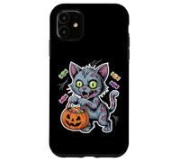 Halloween Zombie Cat With Pumpkin And Trick Or Treat Candy Case for iPhone 11