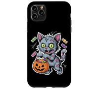 Halloween Zombie Cat With Pumpkin And Trick Or Treat Candy Case for iPhone 11 Pro Max