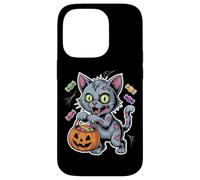 Halloween Zombie Cat With Pumpkin And Trick Or Treat Candy Case for iPhone 14 Pro