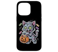 Halloween Zombie Cat With Pumpkin And Trick Or Treat Candy Case for iPhone 14 Pro Max