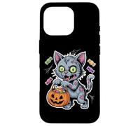 Halloween Zombie Cat With Pumpkin And Trick Or Treat Candy Case for iPhone 16 Pro