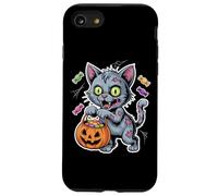 Halloween Zombie Cat With Pumpkin And Trick Or Treat Candy Case for iPhone SE (2020) / 7/8