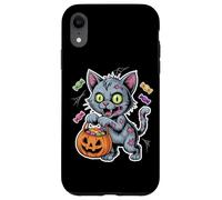 Halloween Zombie Cat With Pumpkin And Trick Or Treat Candy Case for iPhone XR