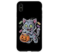 Halloween Zombie Cat With Pumpkin And Trick Or Treat Candy Case for iPhone XS Max